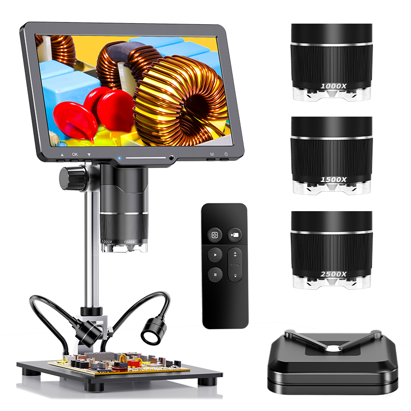 2500X HDMI مجهر رقمي 3 عدسة 2K - مراجعة Diy Electronics Videos وسعره